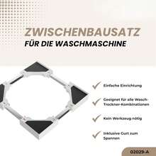 Verbindungsrahmen für Waschmaschine und Wäschetrockner Stapelbausatz 50-70cm Größenverstellbar 50-70cm Tiefenverstellung Vibrationsfunktion Einstellbare Stapelbausatz - Weiss - Übersicht 2