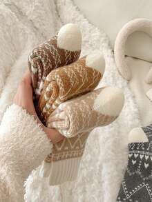 1 Paar/5 Paar Herrensocken mit Rautenmuster, warm und dick, knöchelhoch, weich und bequem für Outdoor, Lässig und Sport im Herbst/Winter