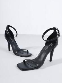 Timesize Giày cao gót đen cho nữ, Giày dự tiệc cưới công sở trang trọng, Giày cao gót siêu mỏng, Hàng mới về - màu đen - Xem 6