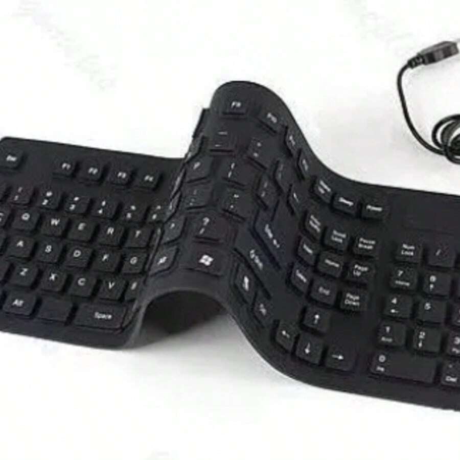 Teclado USB para computadora modelo KB022 accesorio de informática para escritorio o laptop, teclado ergonómico de conexión USB, teclas cómodas y silenciosas para escritura prolongada, ideal para trabajo, oficina y entretenimiento, diseño moderno compatible con sistemas operativos actuales - Negro - Ver 1