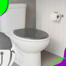 Universal White Toilet Seat With Lid - 灰色大理石 - 查看 4
