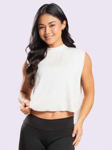 Women's 100% Viscose Laycra Open Back Fitness Tank Top Wholesale - trắng - Xem 1