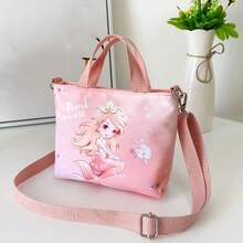 Teenage Girls' Cartoon Mermaid Print Handbag & Shoulder Bag - Pink - View 6