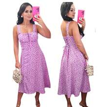 HIGH QUALITY ROMANTIC FLORAL MIDI DRESS - Purple - View 1