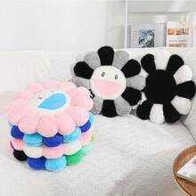 Flower Shaped Throw Pillow, Flower Face Floor Cushion, Colorful Sunflower Plush Pillow, Cute Decorative Pillows For Sofa, Bedroom, Car (40cm/15.7in),  Home Decor In 2025 - 黃色 - 查看 3
