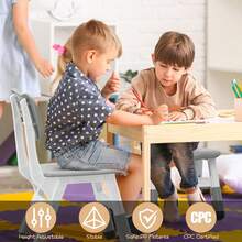 Set de 2 Sillas Infantiles Ajustables en 3 Alturas, Silla Plástica Gris para Niños y Niñas de 2 a 8 Años, Ideal para Hogar, Aula o Guardería - Gris Claro - Ver 2