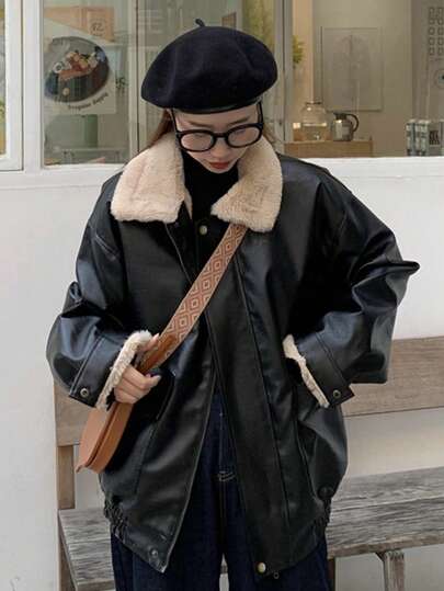 Vintage Faux Fur Jacket, Warm Outerwear