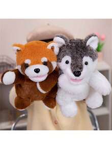 25cm/9.84inch Rabbit Fur Animal Series Hand Puppet - Soft And Fluffy Stuffed Animal, Plush Story Telling Toy For Role Play, Creative Imagination For Kids - Perfect Gift For Christmas, Halloween, Thanksgiving, Birthdays And Family Events - Multicolor - View 5