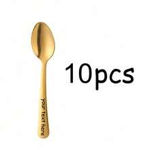 1pc Customized Gold Coffee Spoon, Stainless Steel Personalized Tea Spoon, Engraved Spoon, Customized Name Dessert Spoon, Gift For Friends, Birthday Gift, Party Supplies, Christmas Gift - One Size - View 7