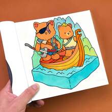 1 Piece Interesting Cartoon Style Adult Coloring Book, Containing 40 Pages Of Animal Adventure Patterns With Game-Like Illustrations, Clear Lines, Fine Paper, Easy To Color, Suitable For Daily Art Creation, Stationery, School Supplies, Great Gift For Girls, Valentine's Day, New Year - Color - View 5