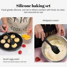 6-Piece Silicone Spatula Set - Kitchen Accessories, High-Temperature Resistant Silicone Spatula (Built-In Stainless Steel Core), Kitchen Utensils, Kitchen Essentials For Non-Stick Cooking, Baking And Mixing (Red/Black), Halloween And Christmas Gifts, Family Dinner Supplies, Christmas Party Supplies - Black - View 6