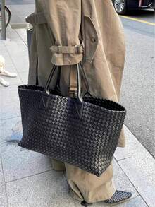 女士休闲流浪包，大容量带零钱包，手工编织包，简约高端通勤单肩/腋下托特包