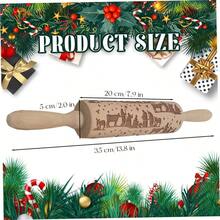 Pin rodante en de Navidad de 14 pulgadas rodillo grabado madera con patrn cuadrcula cuadrada para galletas masa pastelera para hornear herramientas cocina para hornear - Beis - Ver 6