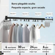 Telescopic Clothes Drying Racks - Black 3 Folds - View 2