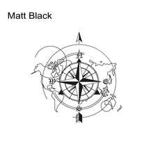 Adhesivo de pared con mapa del mundo de la brújula para caravana, camper, autocaravana, vanlife, RV, remolque de camping, calcomanía, accesorios de auto tuning - Negro brillante - Ver 9