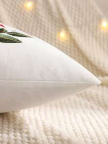 1 buc/2 buc față de pernă decorativă de Crăciun, decor de pluș cu broderie cu flori de Crăciun pentru canapea în sufragerie, dormitor, cadou de sărbători