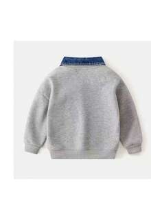 年轻男孩仿多层领拼接羊毛运动衫，全新秋冬设计