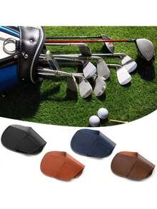 10个/3个/1个装 新款极简主义高尔夫球杆头套，推杆头套，皮革材质，内衬绒毛，保护高尔夫球杆，设计简约经典，黑色、棕色、蓝色可选，适用于高尔夫球场、庭院、公园 - 彩色 - 查看 10