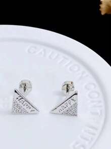 1 pereche cuie pentru ureche din oțel titan cu diamante - bijuterii delicate pentru piercing, tip șurub, pentru femei - Cercei triunghiulari - Vizualizare 2