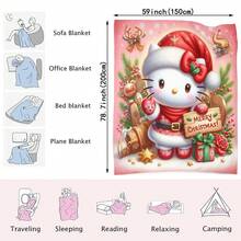 Sanrio 1 pieza Manta de franela de Sanrio My Melody - Estampado de dibujos animados lindo, apto para todas las estaciones, ideal para acampar, viajar, sofá, dormitorio y uso en la oficina, regalo de Navidad