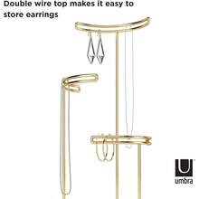 1014862104 Tesora 3Tier Jewelry Stand Earring Holder Accessory Organizer And Display Glass Brass