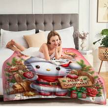 Sanrio 1 pieza Manta de franela de Sanrio My Melody - Estampado de dibujos animados lindo, apto para todas las estaciones, ideal para acampar, viajar, sofá, dormitorio y uso en la oficina, regalo de Navidad