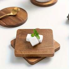 5pcs Wooden Coasters, Round And Square Cup Mats For Tea And Coffee, Heat Insulation Coasters, Suitable For Bar, Kitchen, Home, Dining Table Decor, Halloween, Thanksgiving, Christmas, New Year Gifts