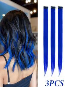 16 piezas de extensiones de cabello de colores con clip - Mechones sintéticos de arcoíris de 22 pulgadas con 8 colores para niños y niñas, regalo de fiesta de cumpleaños - Multicolor - Ver 11