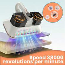 IKUNQUAN Handstaubsauger für Matratzen – Leistungsstarke Tiefenreinigungsmaschine mit UV-Lampe, Staubmilbensensor, Bettstaubsauger 350 W für Polster und Matratzen, USB-Ladegerät