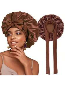 1件装奢华缎面丝绸睡眠帽 - 可调节舒适抽绳 - 男女通用护发产品，适用于沙龙、酒店、运动、居家使用，也可作毛巾或面巾使用。 - 彩色 - 查看 21