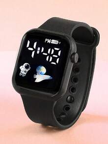 2 件套儿童卡通心形数字显示方形表盘电子表运动手环 LED 夜光礼物、情侣手表、情人节礼物 - 彩色 - 查看 5