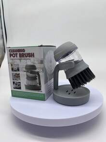 1PC Press-Type Kitchen Dish Brush With Handle, Kitchen Scrub Brushes For Cleaning, Dish Scrubber With Nylon Bristles For Sink, Pots, Pans, Grease Cleaner For Pots Pans & Dishes Multipurpose Cleaning Tool,Bottle Brush,Kitchen Accessories