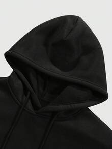 1pc Men's Autumn/Winter Black & Gold "PALANCE" Letter #Art Punk Print Hoodie Sweatshirt, Casual Street Style Loose Fit Top - Black - View 4