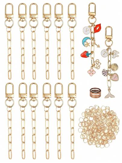 252pcs DIY Keychain Accessories Set, Including Keychain Rings, Extension Chains, Jump Rings And Jewelry Pliers, Suitable For Jewelry, Bag Accessories DIY Crafts, Women Keychain, Bag Charms, Car Pendant, Party Favors