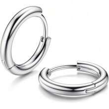ORAZIO G23 Solid Titanium Hoop Earrings Implant Grade Hypollergenic Small Huggie Hoop Earrings Hinged Sleeper Cartilage Earrings For Women Men Stainless Steel Gold Black 8mm 10mm 12mm - 彩色 - 查看 8