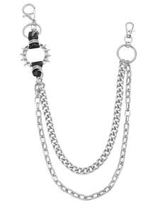 1 Stück Punk-Stil mehrschichtige Metallkette mit Nieten, vintage Rock Mode Gürtel für Herren/Damen, dekoratives Jeans/Hosen Accessoire