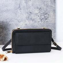 Bolso cruzado pequeño y versátil para mujer, bolsa de teléfonoóvil portátil, de cuero sintético, a, con pantallaáctil VUFI - Negro - Ver 4