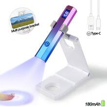 Lâmpada de secagem de unhas portátil, UV/LED, que cura todos os tipos de esmalte em gel. Recarregável com cabo Tipo C, conjunto 3 em 1 com suporte, lâmpada e cabo. Compacta e elegante, ótima opção para presente, acessível e com excelente custo-benefício. - Multicolorido - Ver 10