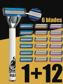 6-Layer Upgraded High-Quality Blade Shaver, Men's Manual Shaver, Clean And Refreshing Shaving, No Stubble, Easy To Carry During Travel Or Business Trips, Versatile Shaver Suitable For Various Scenarios, Men's Exquisite Shaver Gift, Multi-Color Blade Universal Matching, And Also Comes With A Storage Box