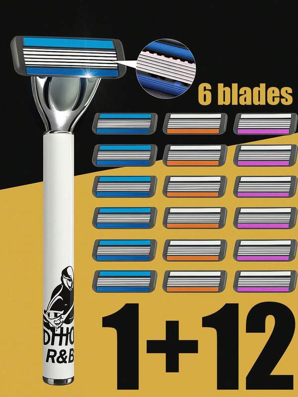 6-Layer Upgraded High-Quality Blade Shaver, Men's Manual Shaver, Clean And Refreshing Shaving, No Stubble, Easy To Carry During Travel Or Business Trips, Versatile Shaver Suitable For Various Scenarios, Men's Exquisite Shaver Gift, Multi-Color Blade Universal Matching, And Also Comes With A Storage Box