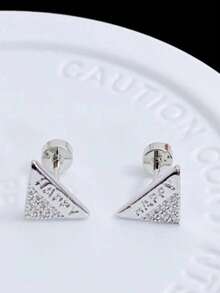 1 pereche cuie pentru ureche din oțel titan cu diamante - bijuterii delicate pentru piercing, tip șurub, pentru femei - Cercei triunghiulari - Vizualizare 6