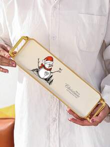 1 Stück Weihnachts-Kunststoff-Tablett, Mehrzweck-Aufbewahrungstablett für Küche, Esszimmer, Wohnzimmer, geeignet für Teesets, Gläser, Süßigkeiten, Kekse, Brot, Hochzeiten, Partys, Geschenke, Geburtstage, Weihnachten