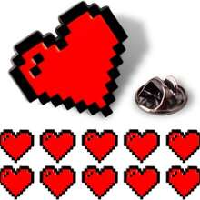 10 Pcs Vintage 8-Bit Pixel Style Heart-Shaped Enamel Lapel Pins - Game-Themed Cute Alloy Brooch, Perfect Accessory For Female Gamers, Ideal For Jackets, Backpacks, And Other Clothing Christmas Gift