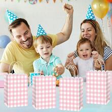 Pcs Pink Gingham Party Plies Pink And White Plaid Party Favor Bags With Handles  Checkered Treat Goodie Bags For Wedding Birthday Baby Shower Picnic Favors - 豐富多彩的 - 查看 5
