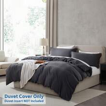 Soft Prewashed California King Duvet Cover Set, 3 Piece, Zipper Closure, 104x98 Inches Duvet Cover And 2 Pillow Shams - No Comforter,  In 2025 - 深灰色(無被子) - 查看 2