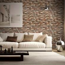100pcs Self-Adhesive 3D Wall Sticker Panels - Peel And Stick Wallpaper Tiles, Realistic Brick, Marble, Stone, Wood, Metallic, Pastel Colors - Waterproof, Easy Installation, No Glue Needed, For Living Room, Bathroom, Kitchen, Bedroom, Home Renovation - DIY-Friendly Textured Walls - Durable Vinyl Material, Paintable Surface, Seamless Pattern Matching, Ideal For Modern Interior Design, Includes 100pcs Ultimate 3D Wall Stickers For Stylish Home Decor, DIY Wallpaper, Wallpaper For Living - 搖滾紅 - 查看 9