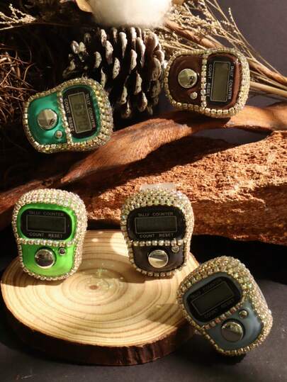 1个/6个/8个/12个全钻手指计数器，戒指计数器，清新色彩计数器，适用于室内外计数，有助于记录和完成节日礼拜，适用于节日泰拉威祈祷、夜间祈祷、阅读进度记录，是很好的自我激励工具。