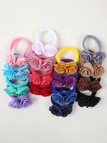 4pcs Women's Small Rose Flower High Elastic Nylon Hair Scrunchies, Fashion Sweet Versatile Elegant Minimalist Casual Cute Hair Accessories For Ponytail, Everyday, Commute, Party, Holiday ,Makeup ,Ponytail Holders ,Hair Elastics ,Hair Rubber Bands ,Hair Rope