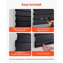 Slat Wall Paneling, 4 X 4 Ft, PVC Garage Slatwall With Modular Design, Black Slat Wall Easy-To-Install Adjustable Slatwall Panel With Coupling Structure & DIY Cutting, Fits For Storage & Display - Black - View 6