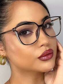 1副优雅休闲经典百搭眼镜，1副塑料金属圆形全框轻便透明眼镜，时尚配饰，适合女性返校季、阅读和护眼，适合所有脸型 - 透明鏡片 - 查看 7